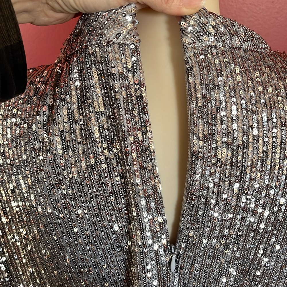 BNWOT Soft surroundings silver sparkly, long sleeve, formal lined top - Picture 8 of 16